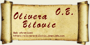 Olivera Bilović vizit kartica